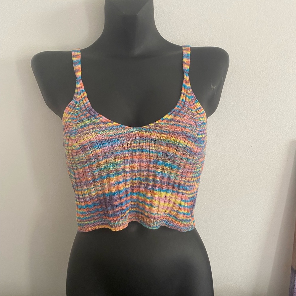 SHEIN Blue and Purple Fitted Crop Tank Top